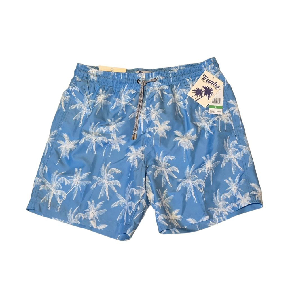 Men's Trunks‎ Surf & Swim Co. Blue White Palm Tree Swim Trunks L